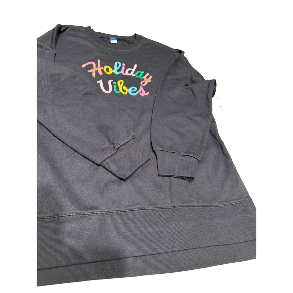 Holiday Vibes Pullover Black Old Navy S  Embroidered Christmas NWT 34.99    5407
